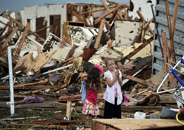 two girls tornado destruction