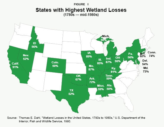 wetlands loss in us 1780s-1980s