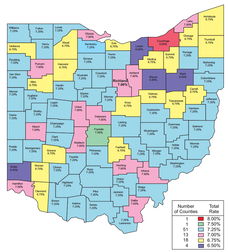 State Sales Tax Ohio State Sales Tax Map
